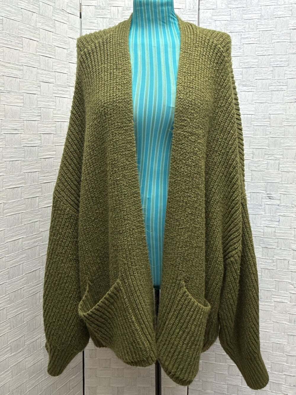 Ana A New Approach Cardigan Size 3X Olive Green Knit